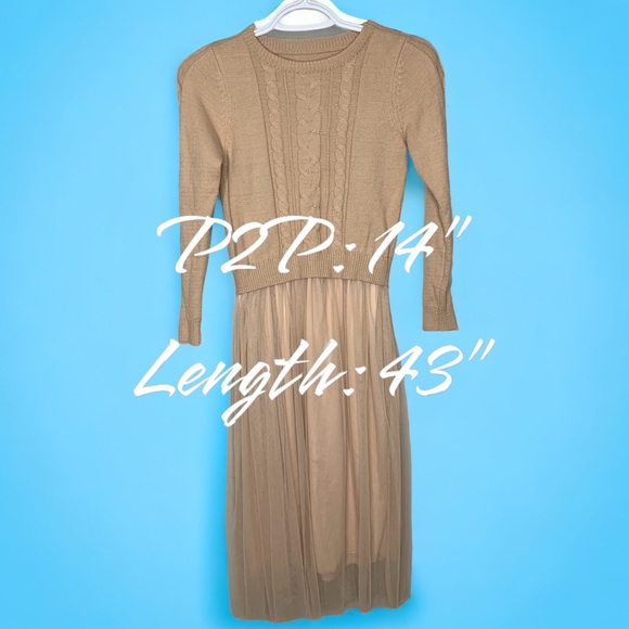 Soft Cable Knit Sweater Dress With Tulle Skirt - Picture 2 of 7